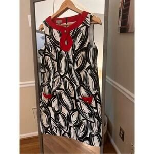 Kim Rogers 14 Petite‎ Patterned Shift Dress Black/Red